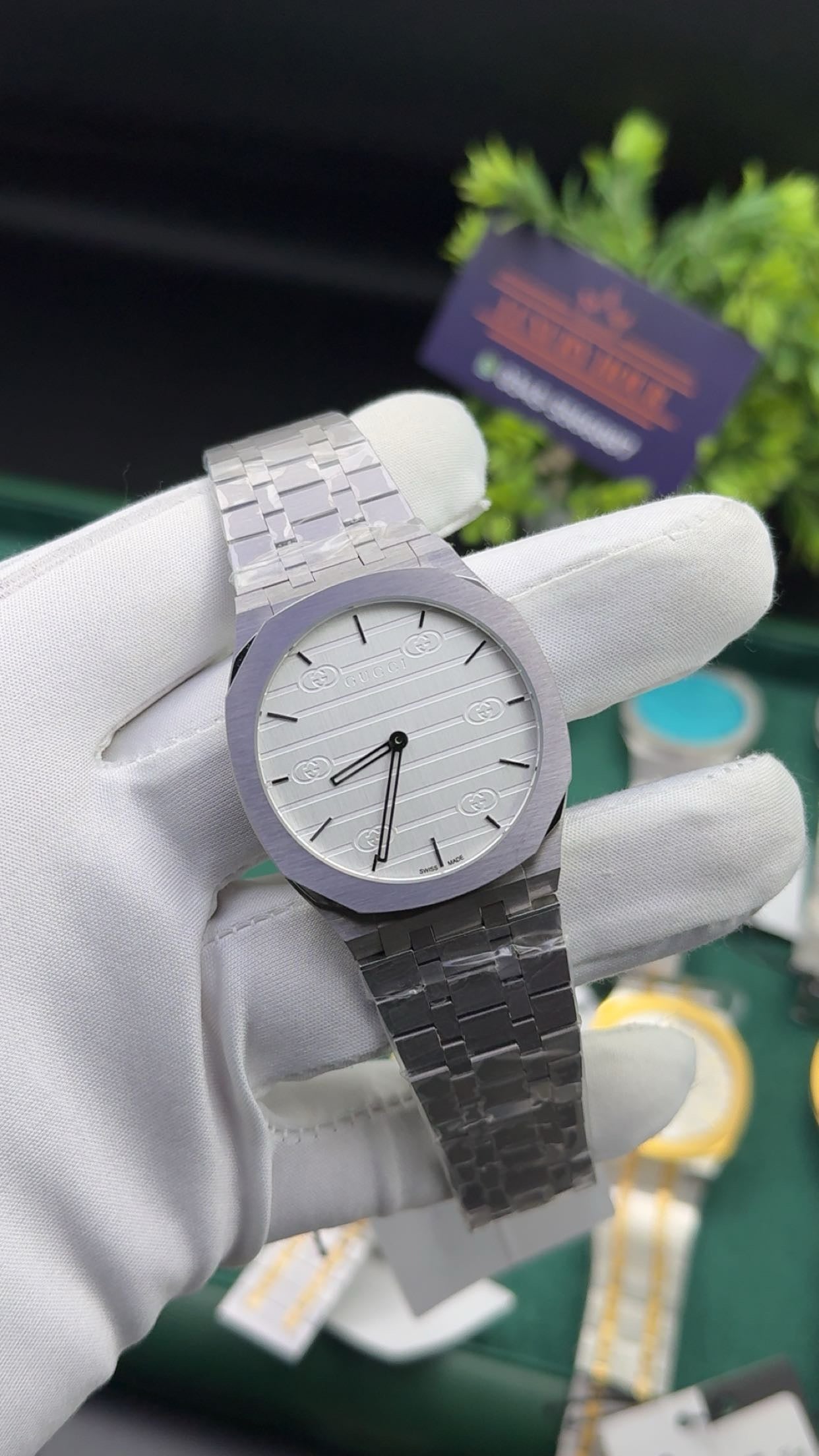 Silver with white dial