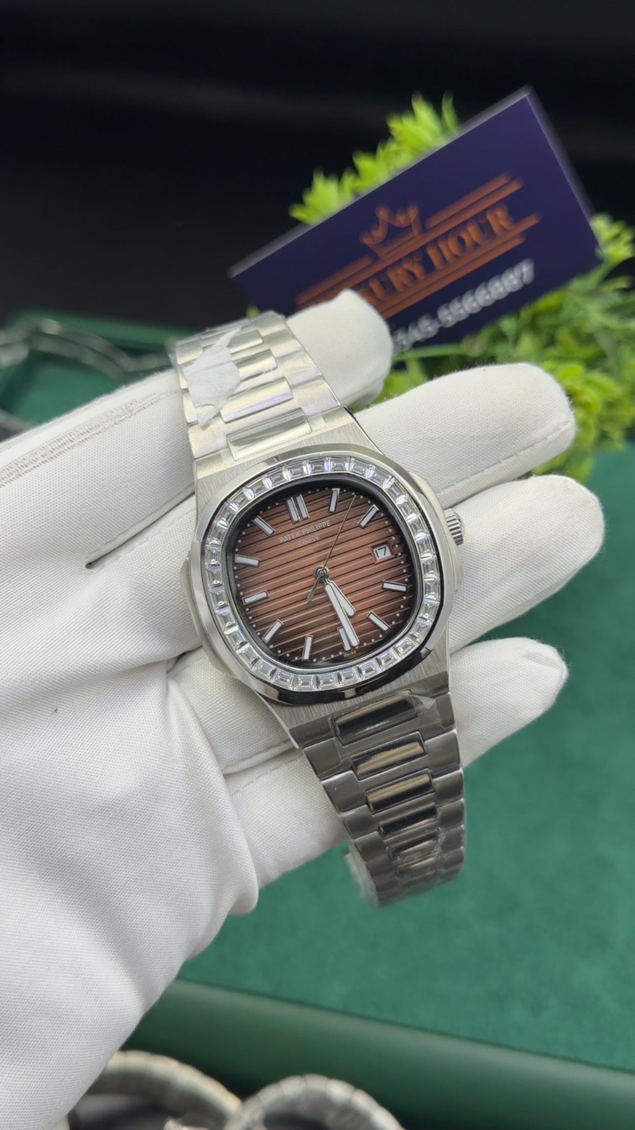 Silver with brown dial zarcon bezel