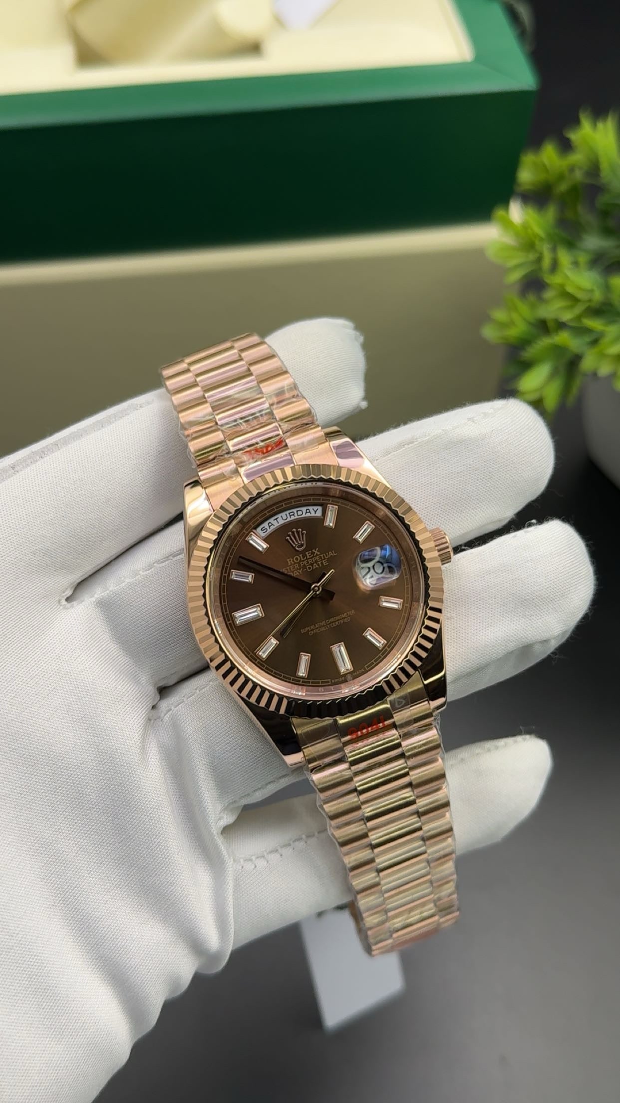 Rose Gold with chocolate dial