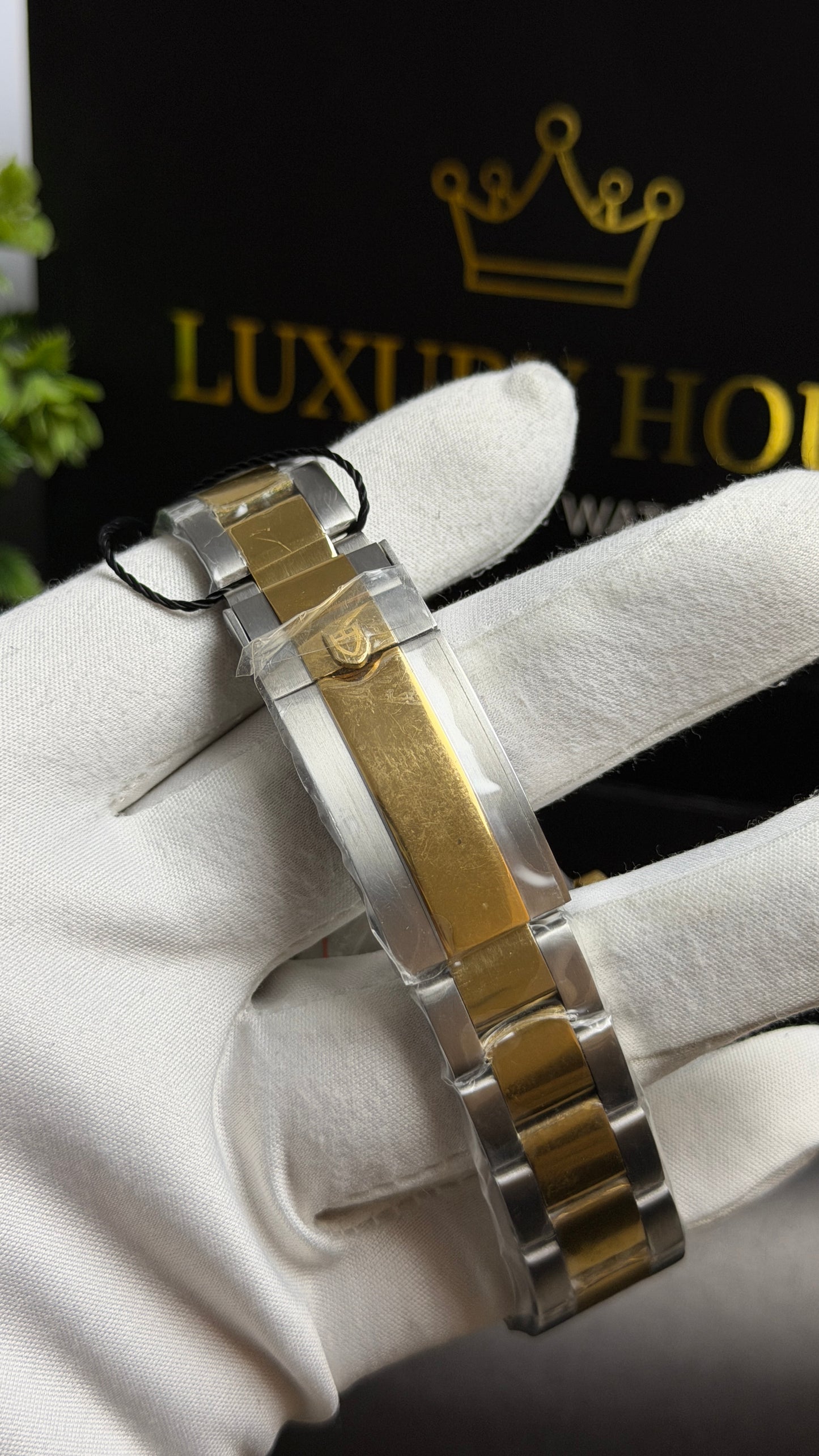 Yellow Gold Two Tone with Black Dial.