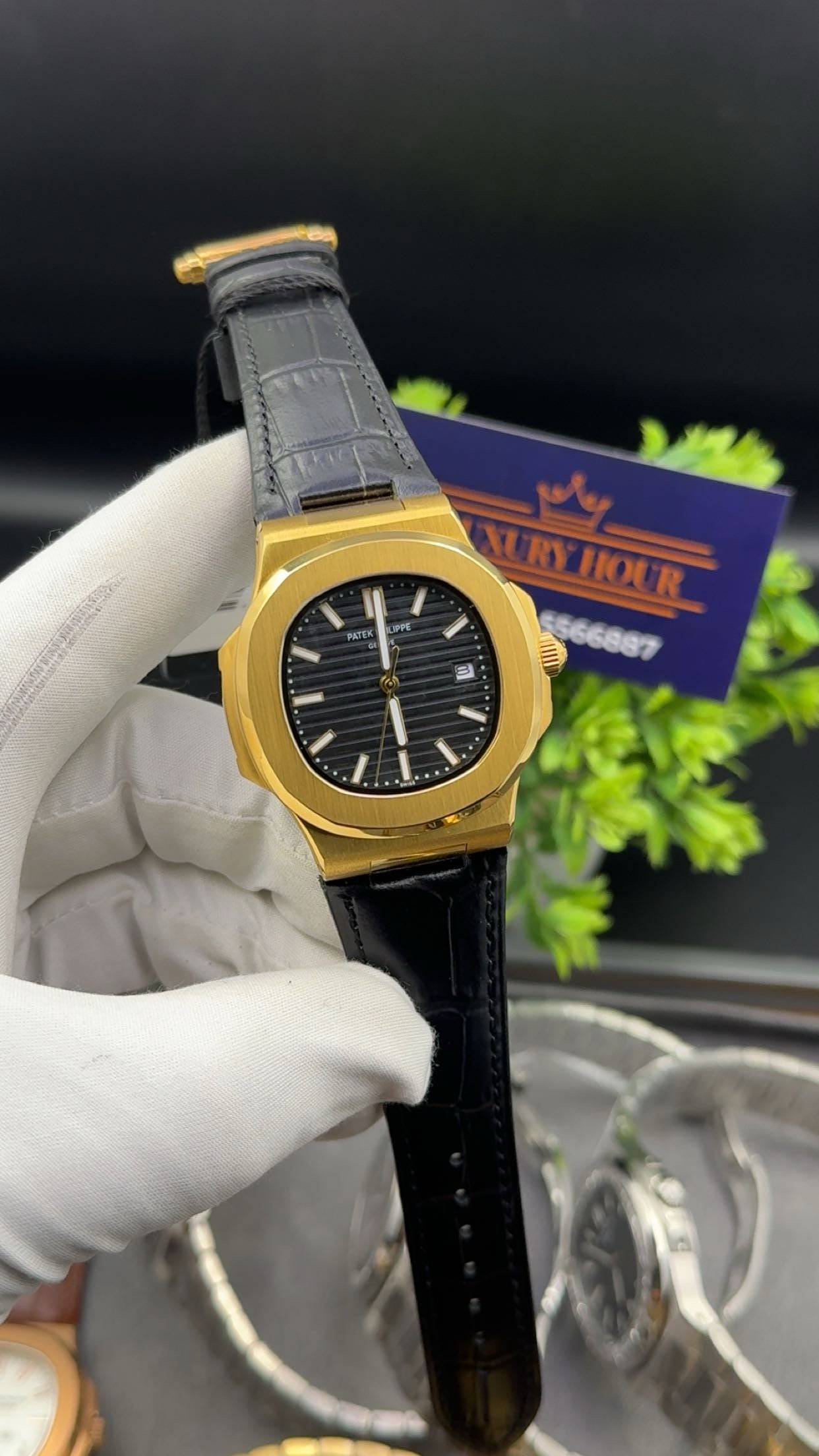 Yellow gold with black dial