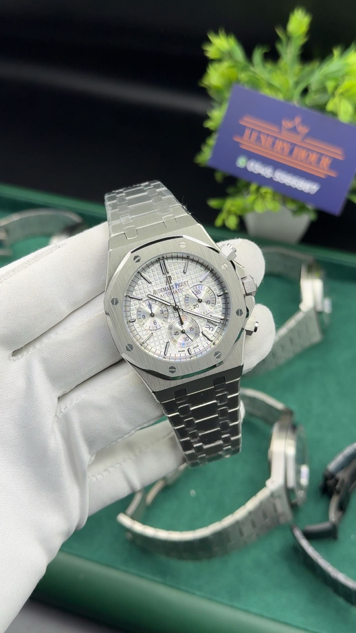 Silver with white dial