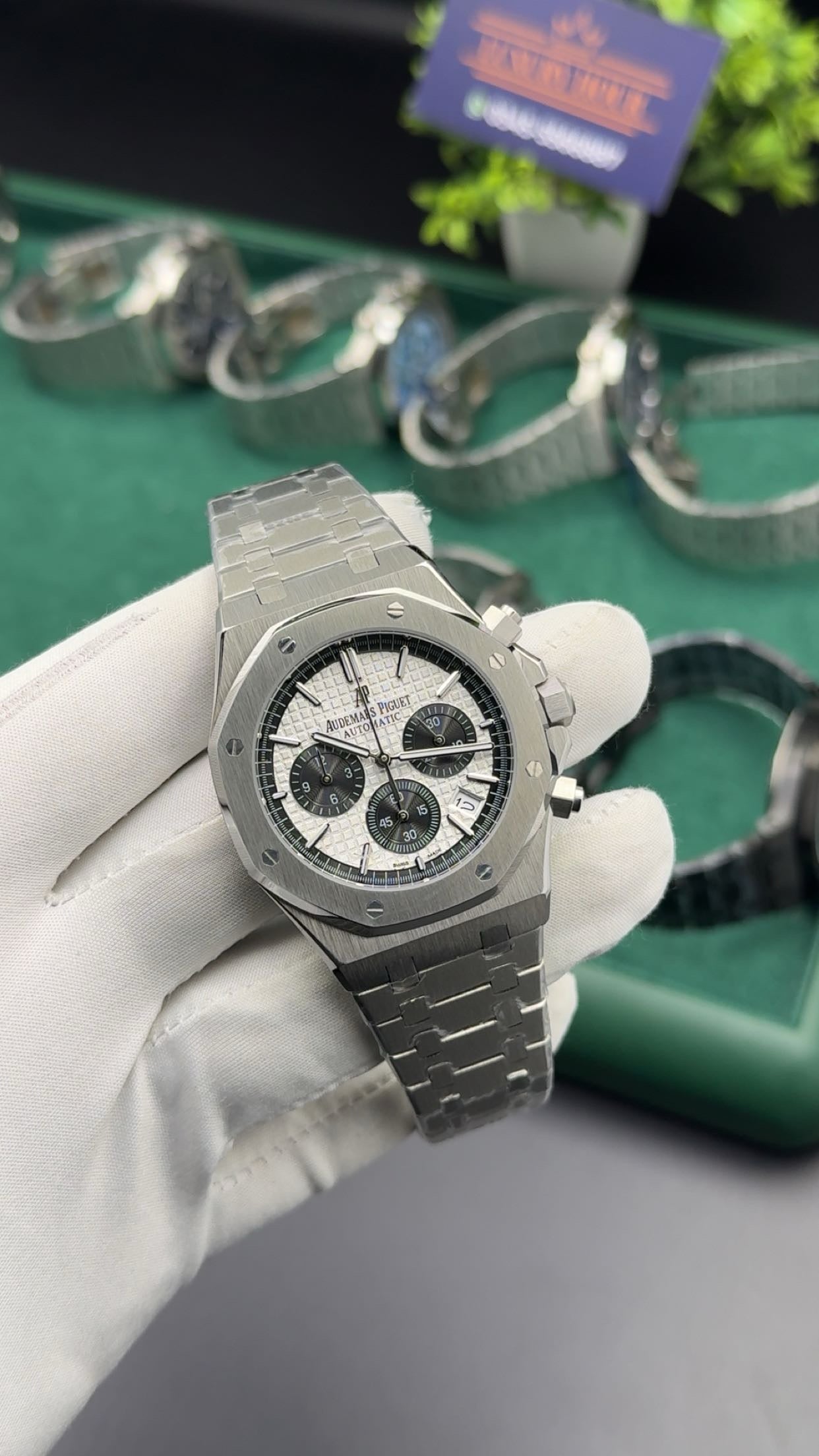 Silver with white dial