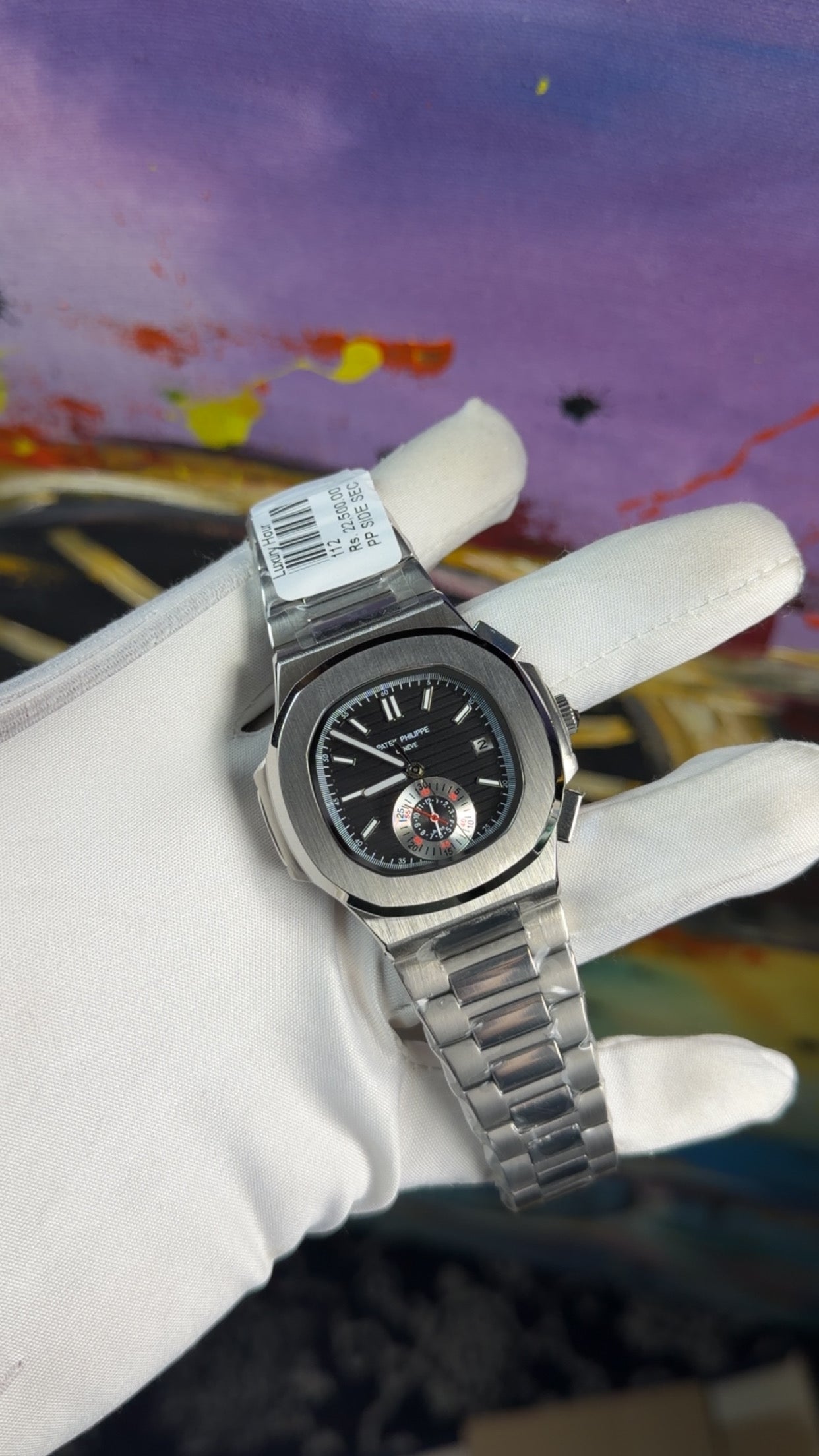 Silver with black dial