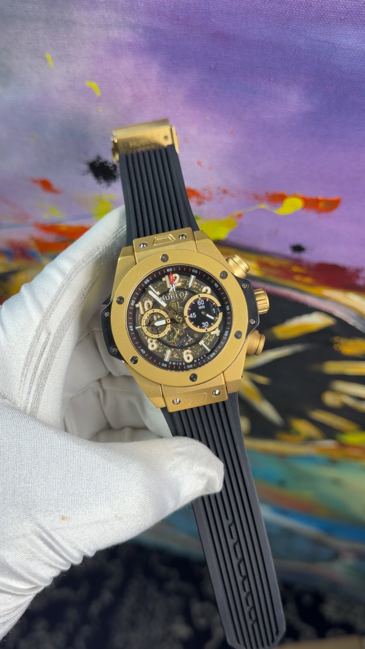 Yellow gold with black dial