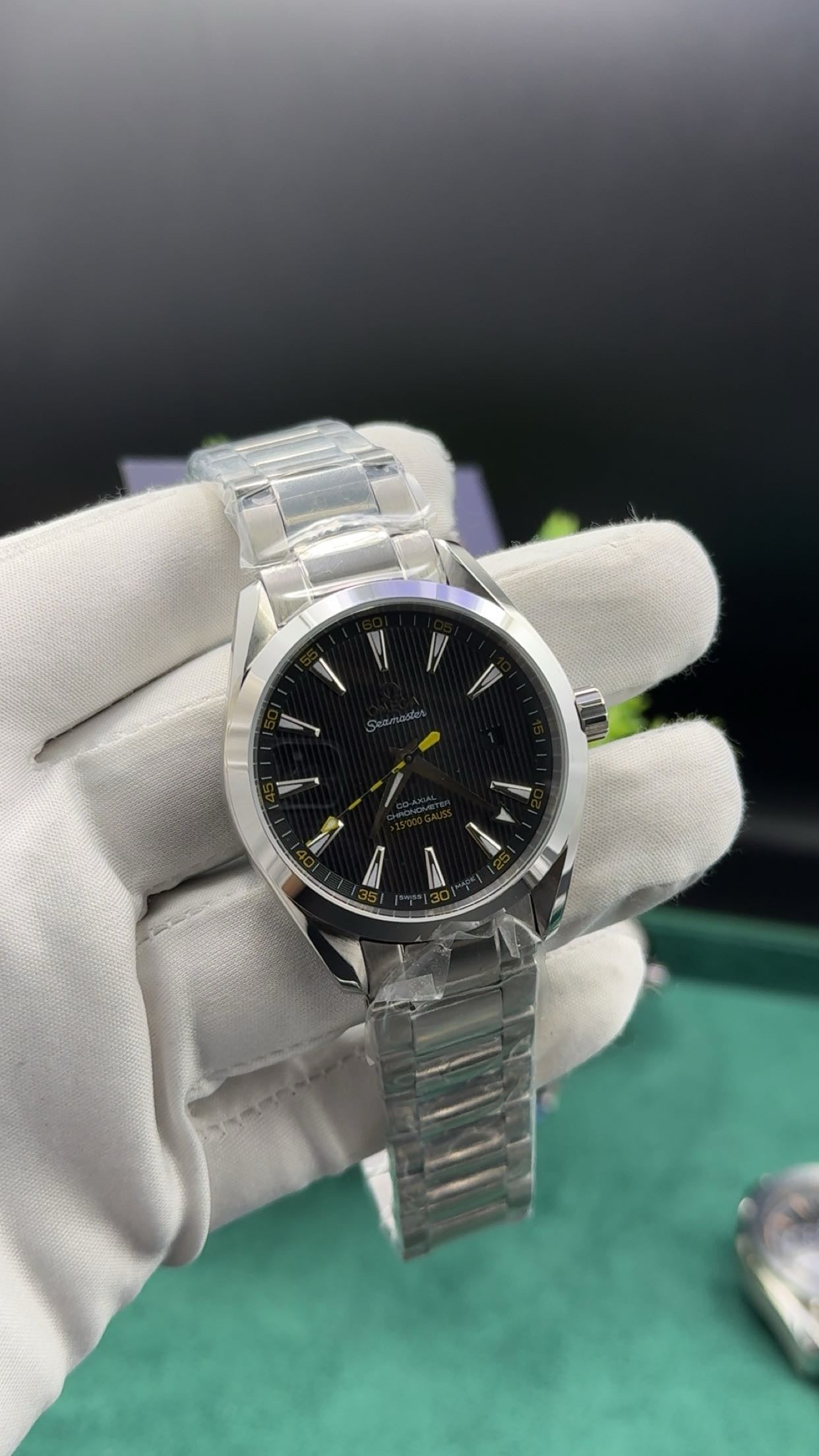 Silver with black dial