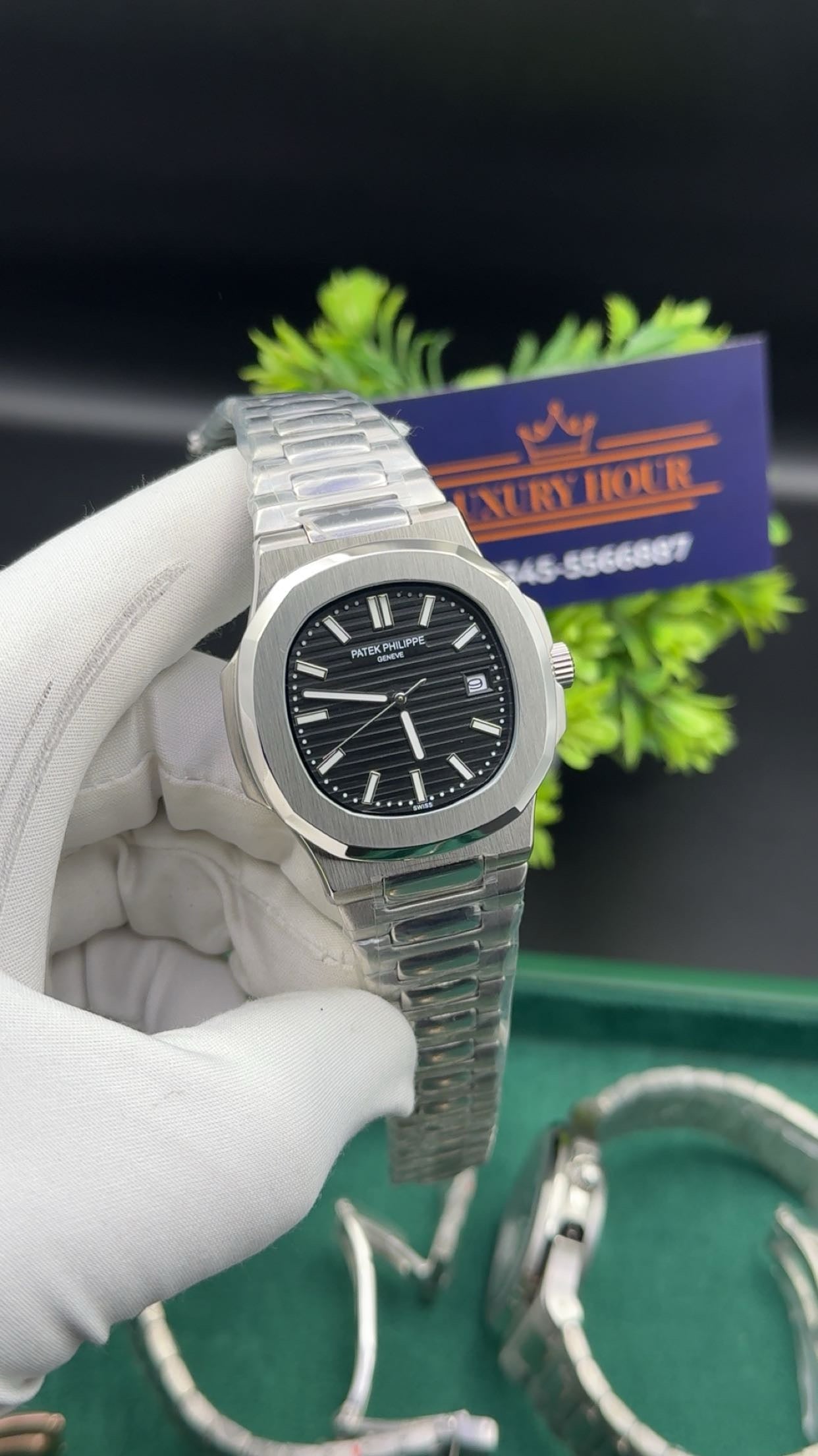 Silver with black dial