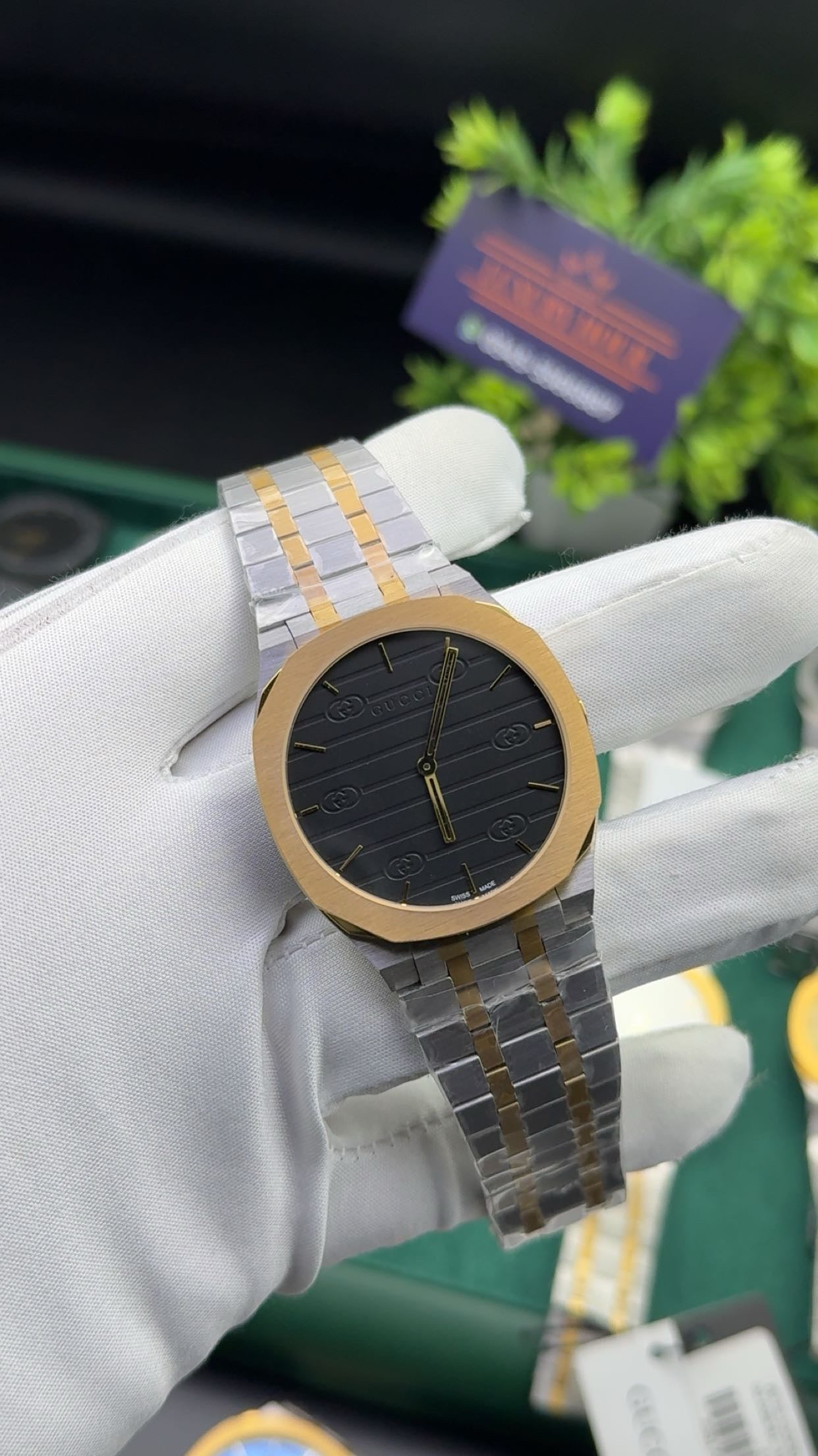 Yellow gold two tone with black dial