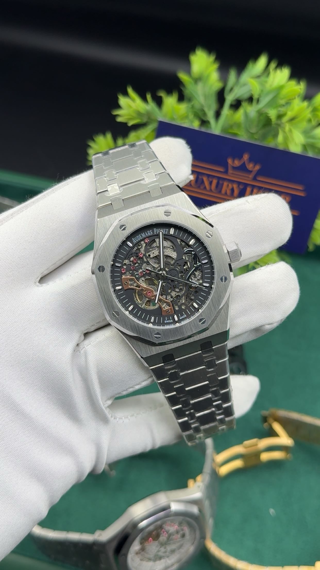 Silver with black dial