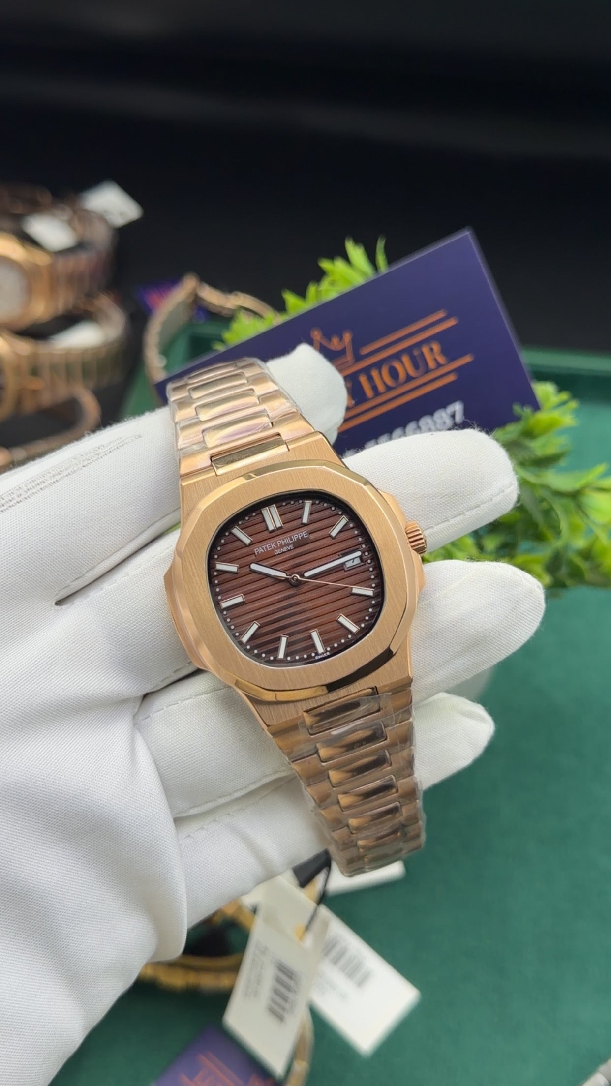 Rose gold with chocolate dial