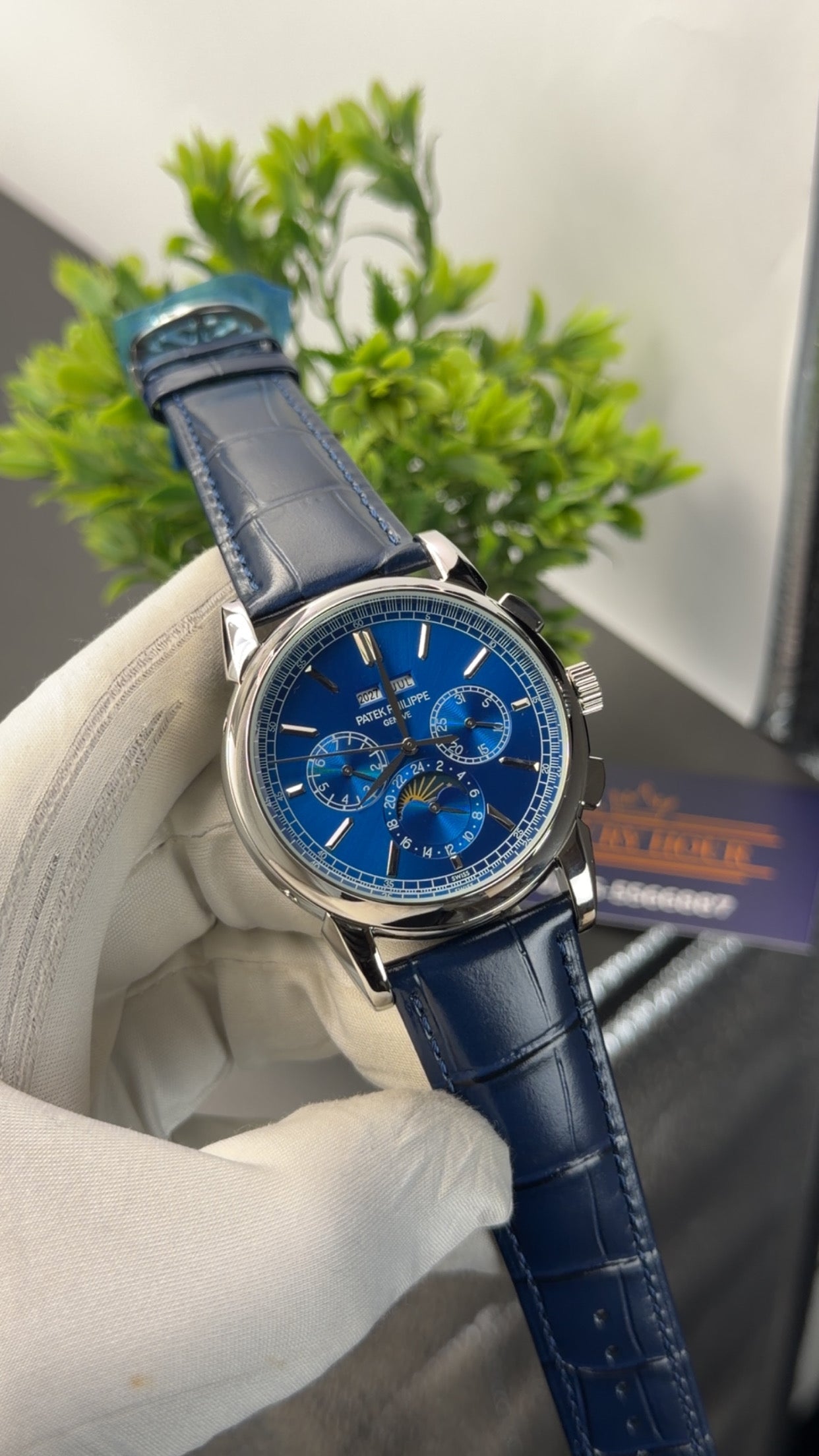 Silver with blue dial🔥