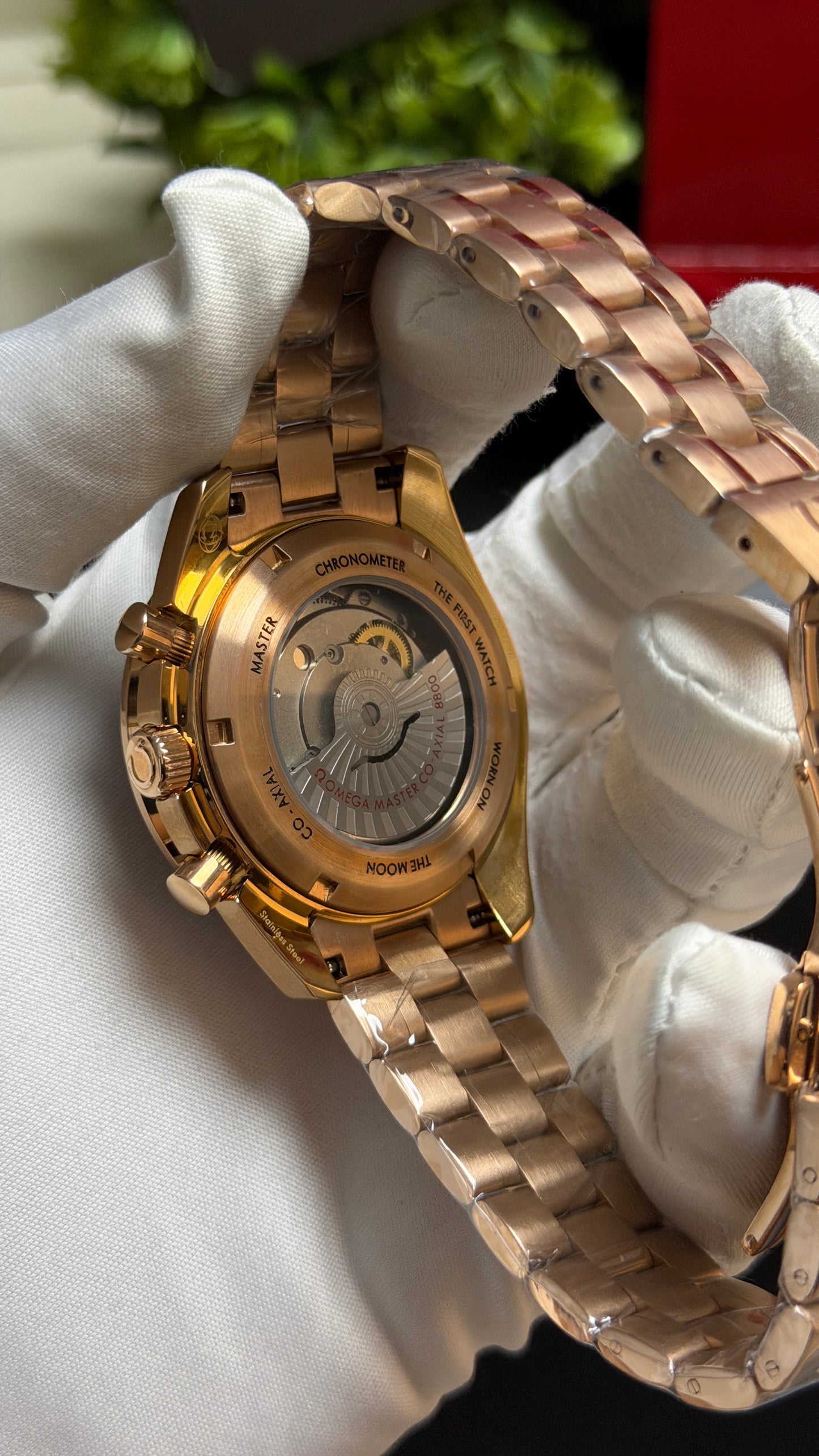 Rose Gold with Black Dial.