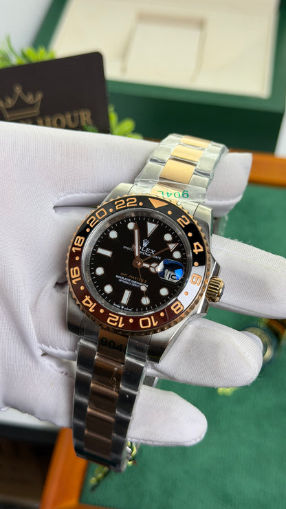 Rose Gold Two Tone with Black Dial.