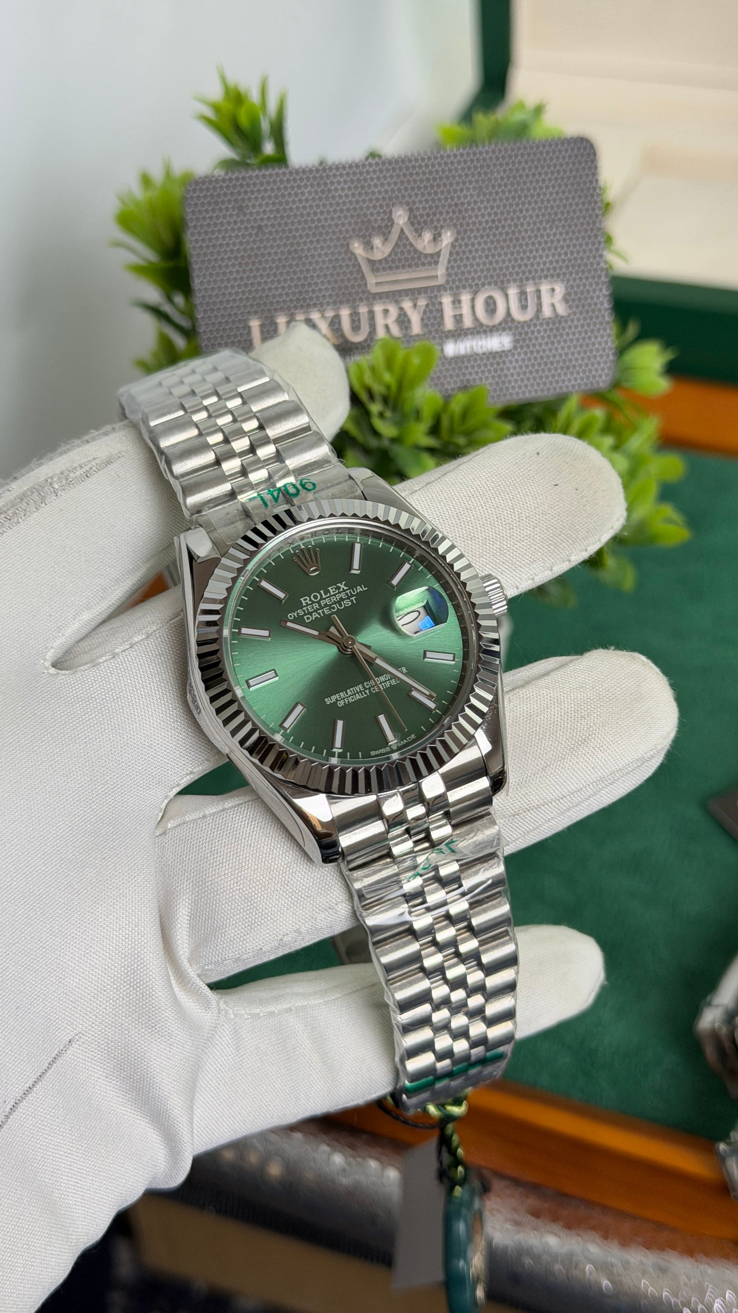 Silver with Green Dial🔥