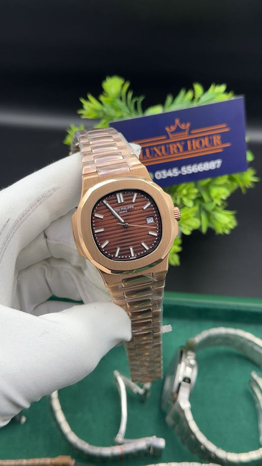 Rose gold with chocolate dial