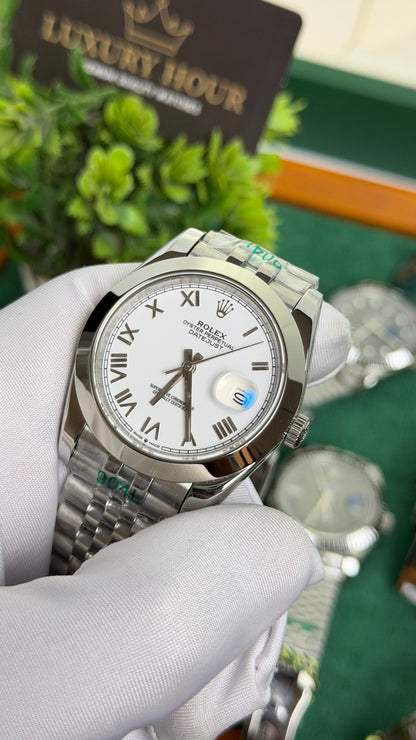 Silver with White Dial.