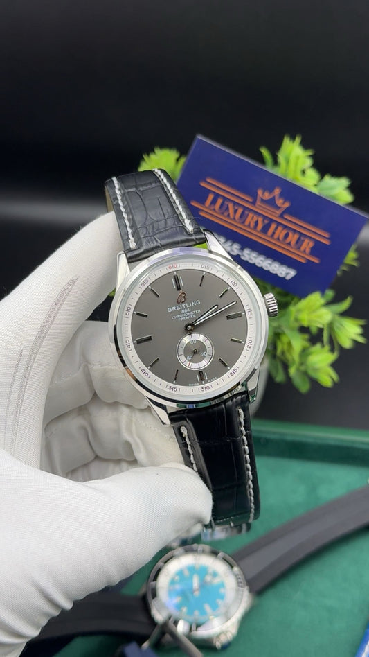Silver with grey dial