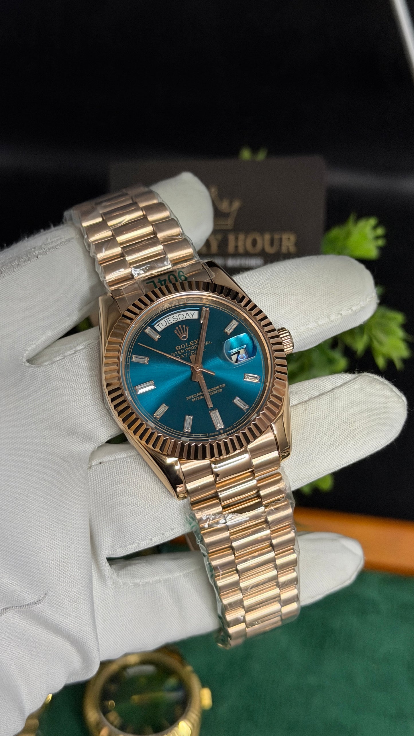Rose Gold with Aqua Dial