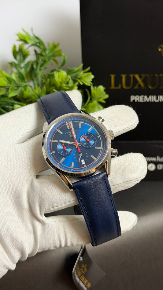 Silver with Blue Dial.