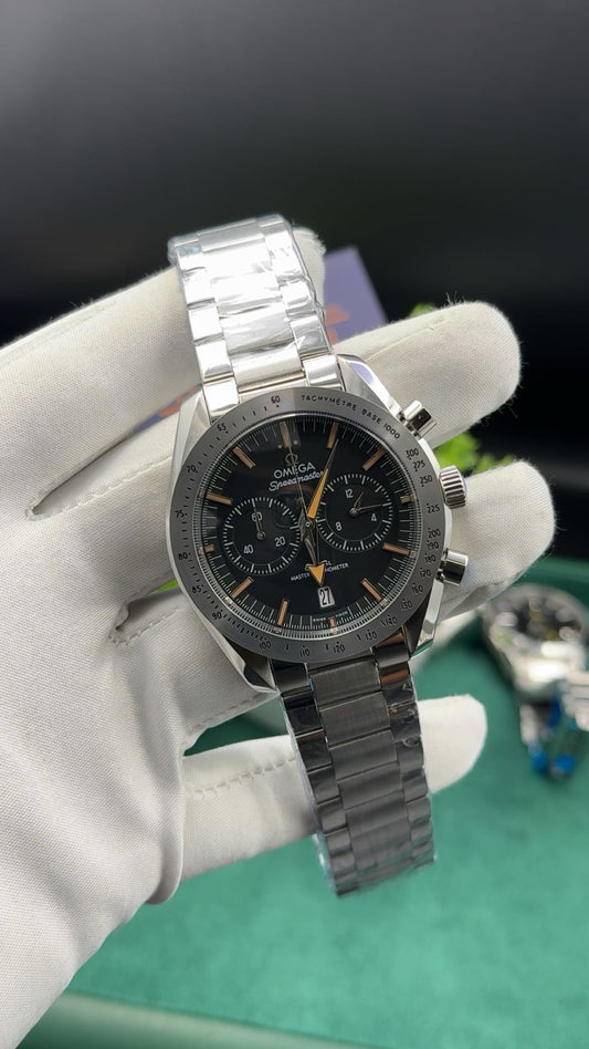 Silver with black dial
