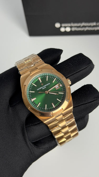 Rose Gold with Green Dial.