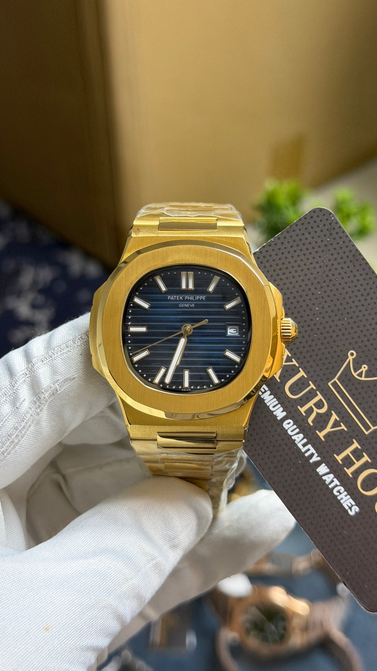 Yellow Gold with Blue Dial.