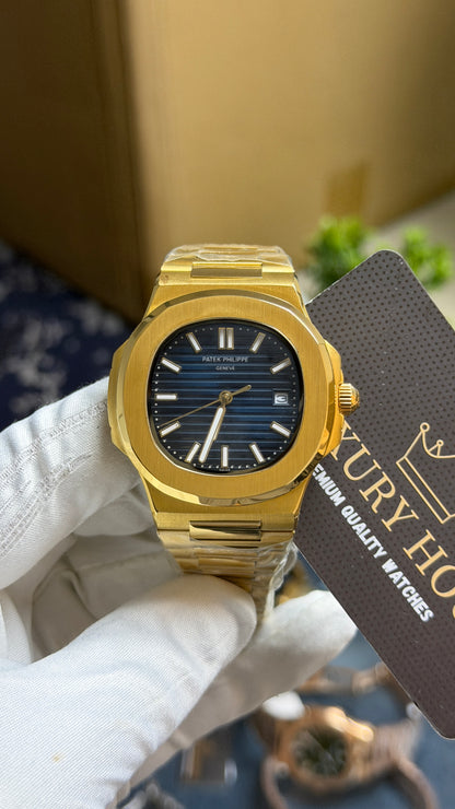 Yellow Gold with Blue Dial.