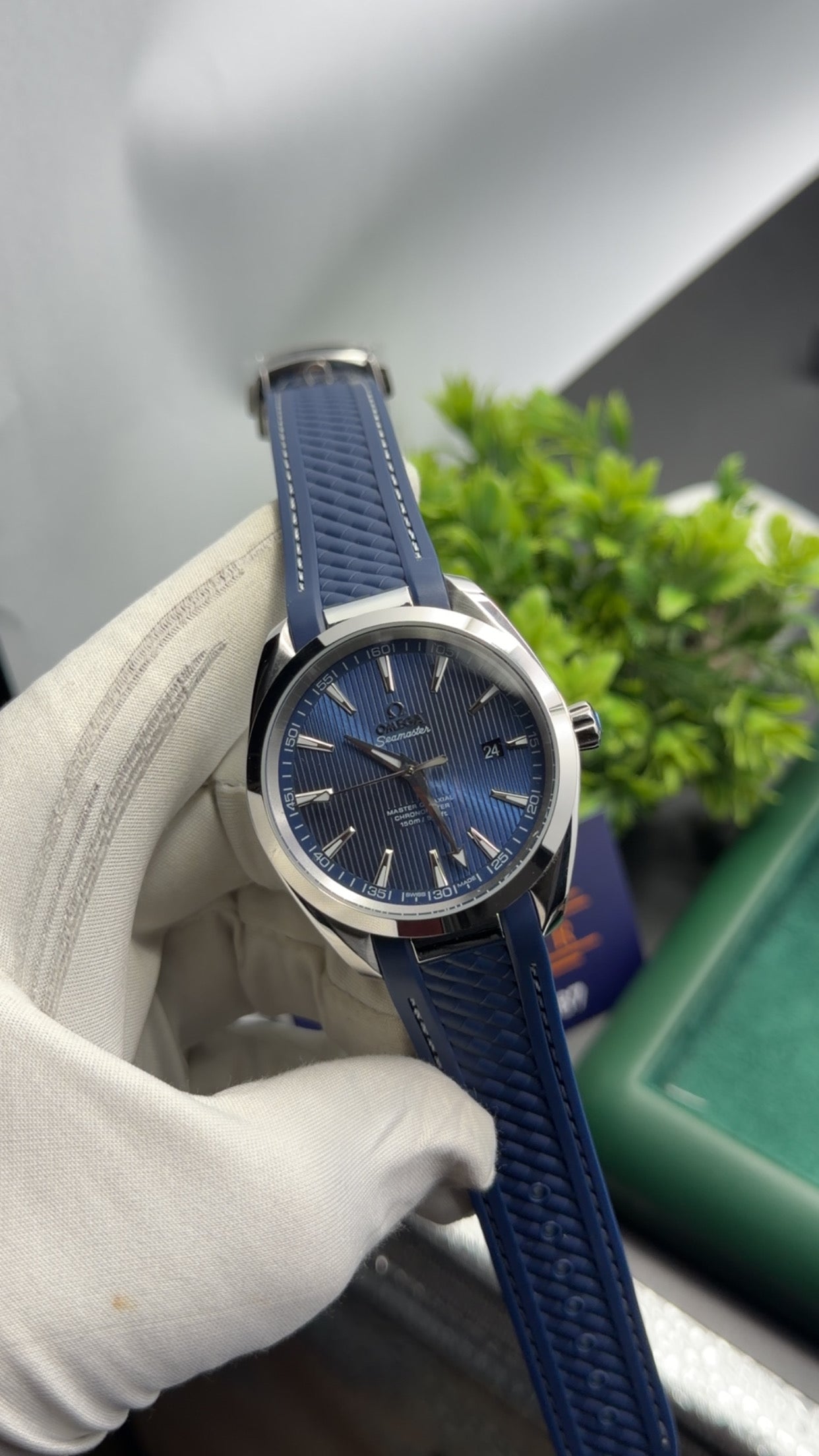 Silver with blue dial🔥