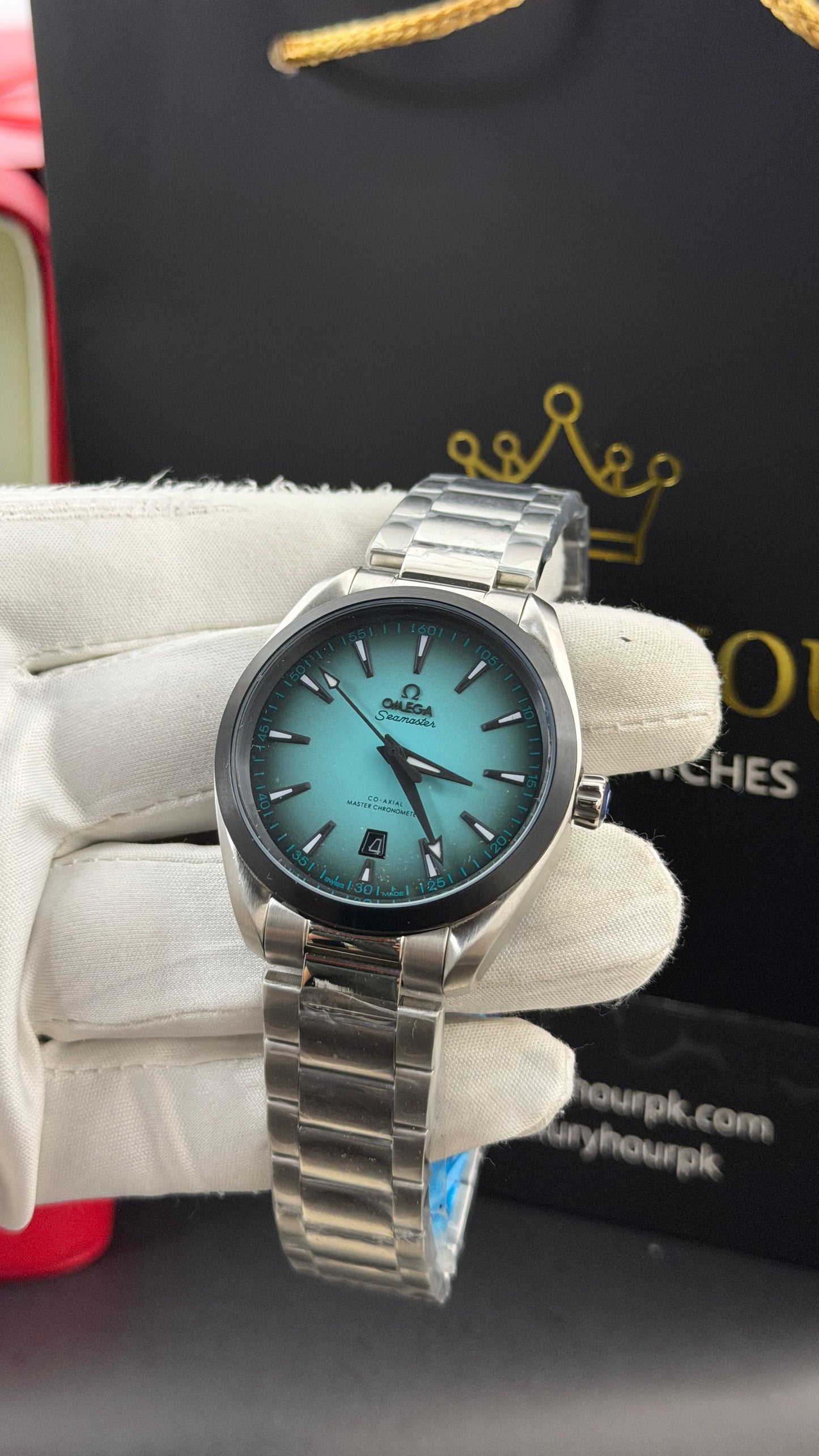 Silver with Blue Dial.