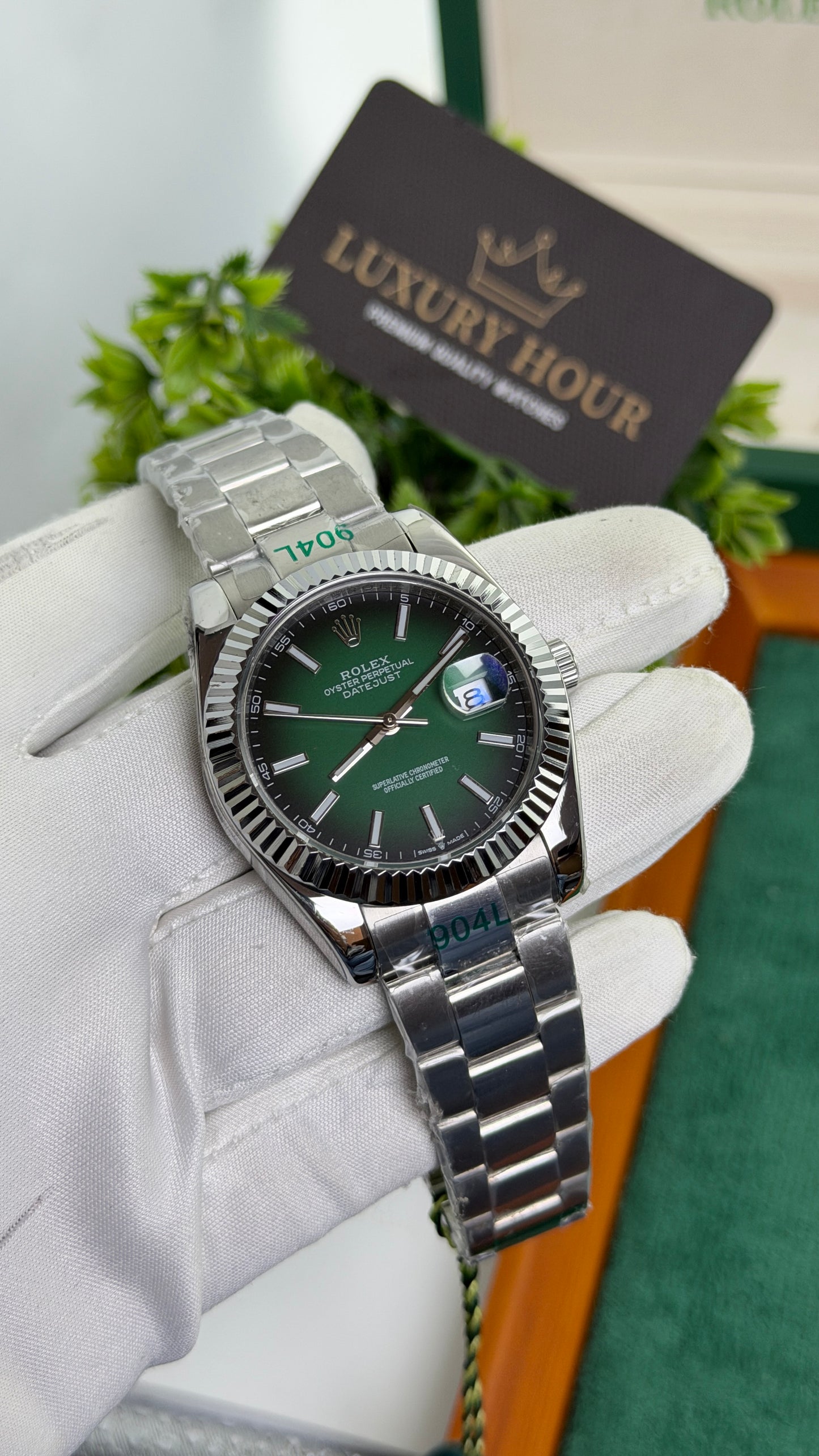 Silver with Green Dial🔥
