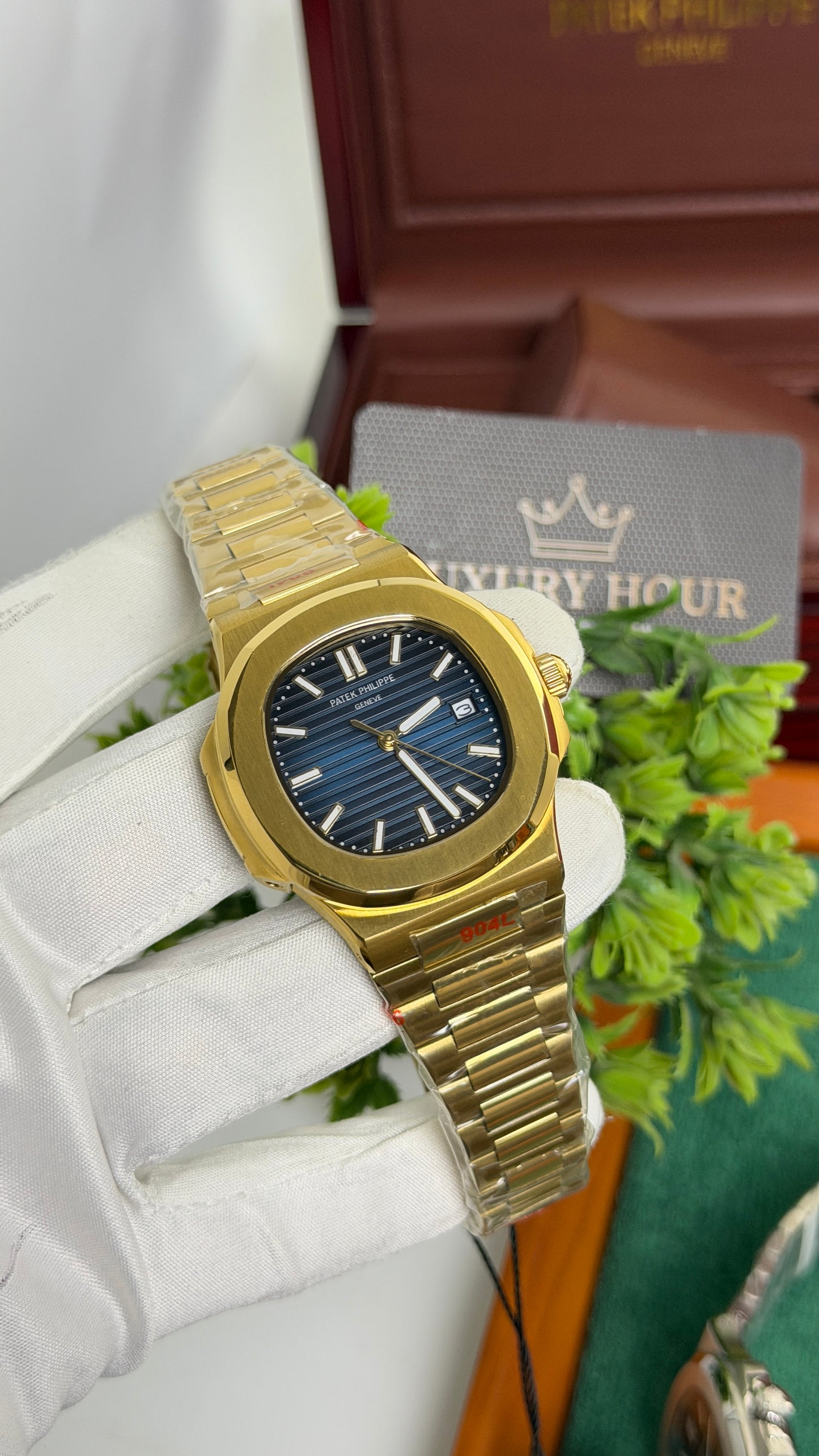 Yellow Gold with Blue Dial.