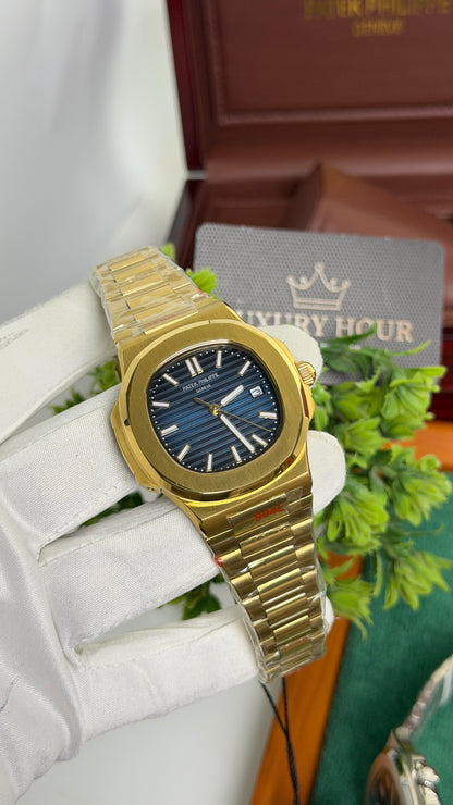 Yellow Gold with Blue Dial.