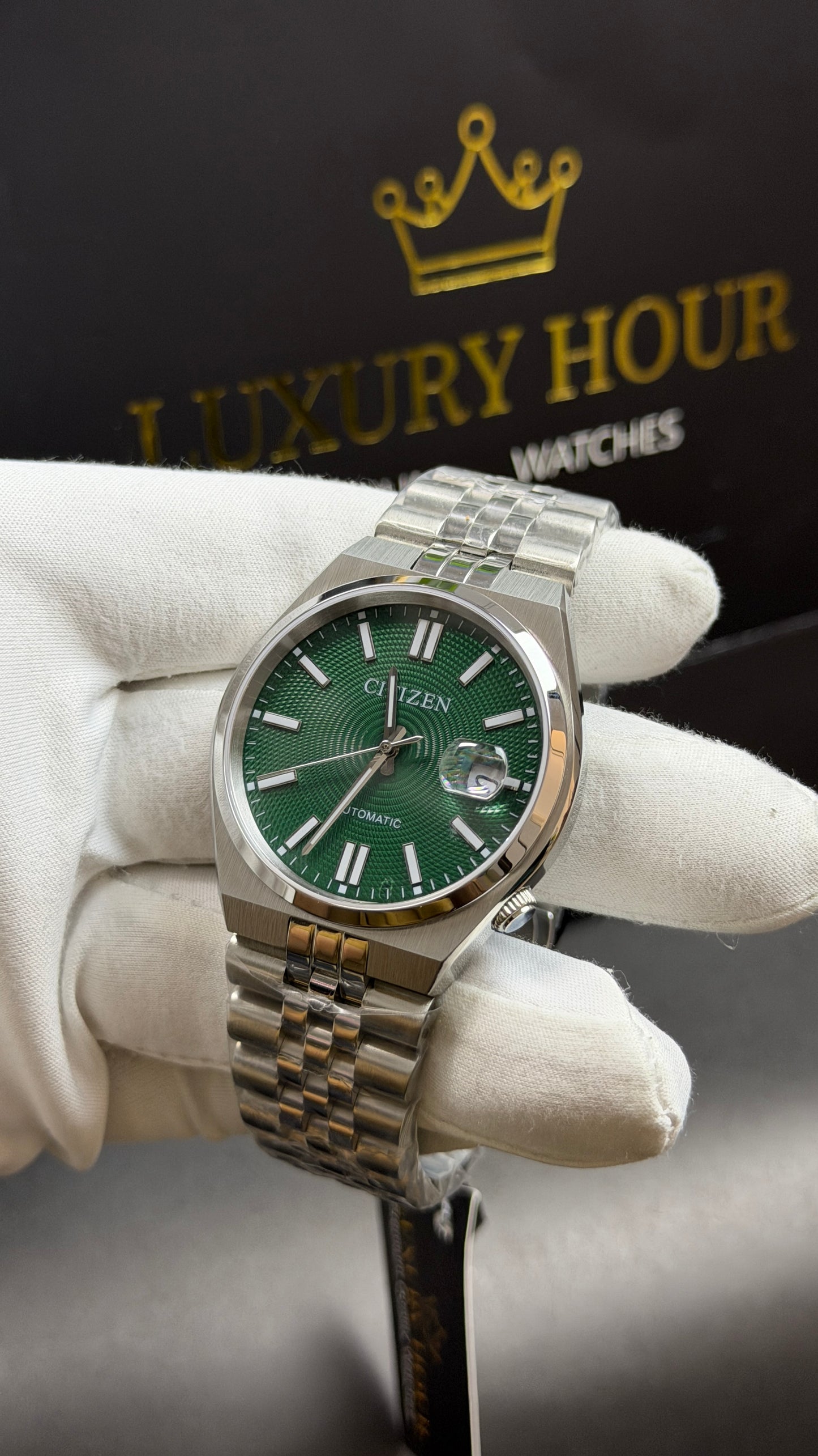 Silver with Green Dial🔥