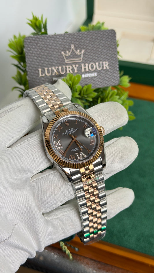 ( 36 mm ) Rose Gold Two Tone with Grey Dial🔥