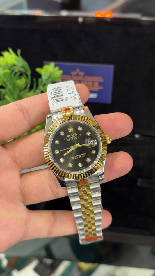 Yellow gold two tone with black dial