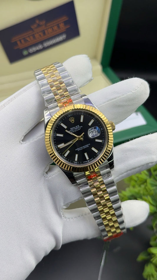Yellow gold two tone with black dial