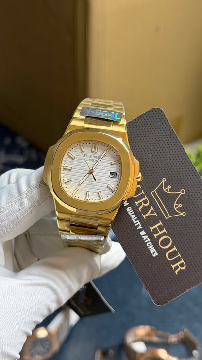 Yellow Gold with White Dial.