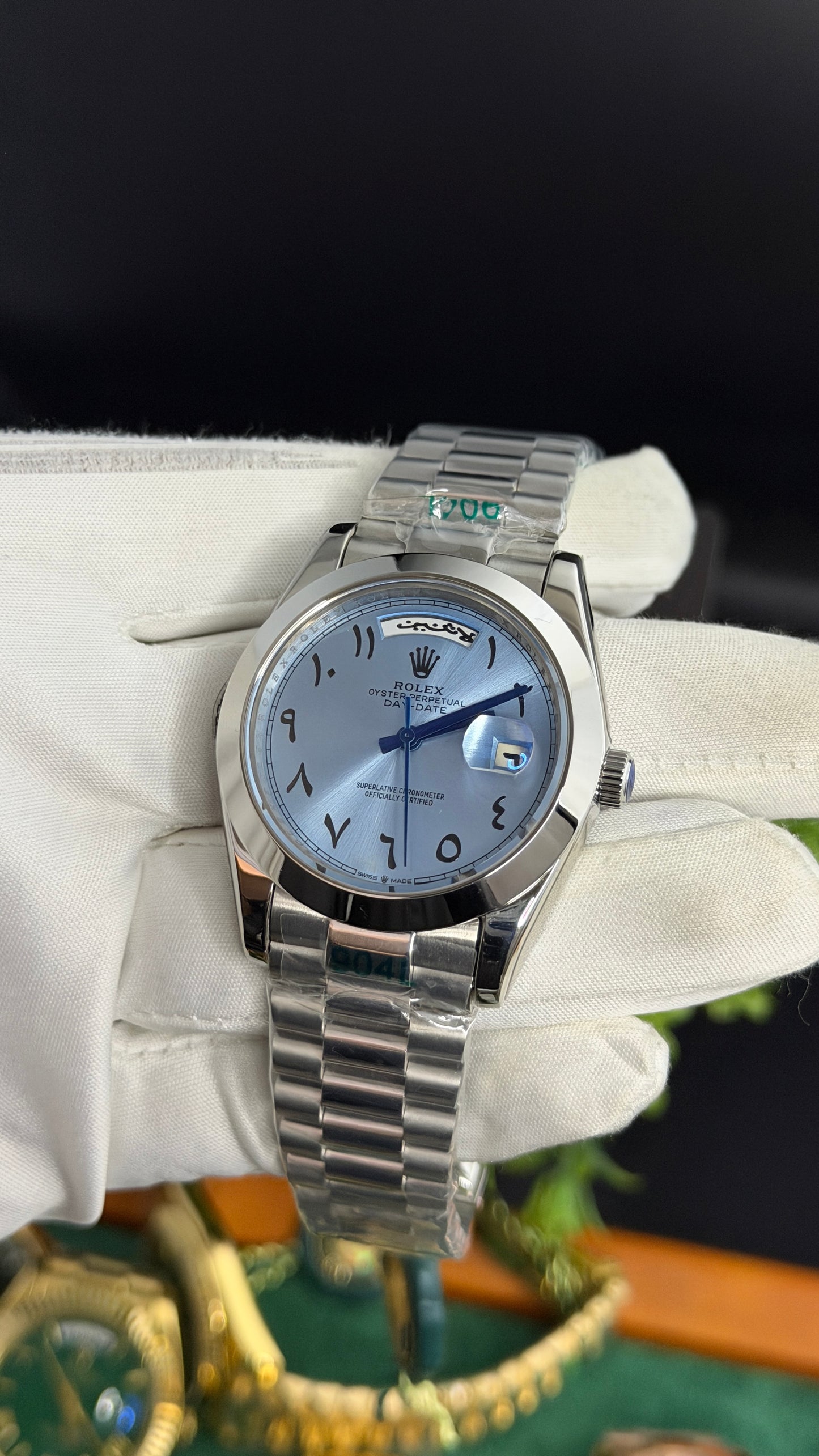 Silver with Blue Dial