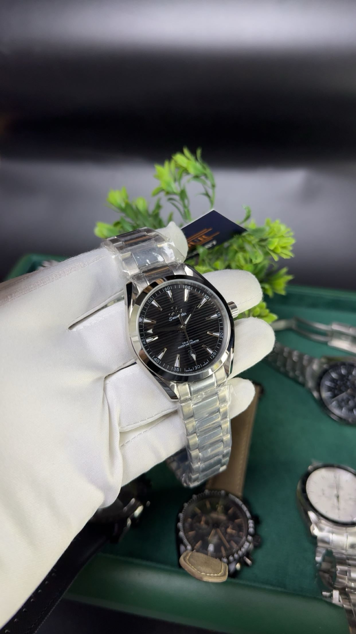 Silver with black dial