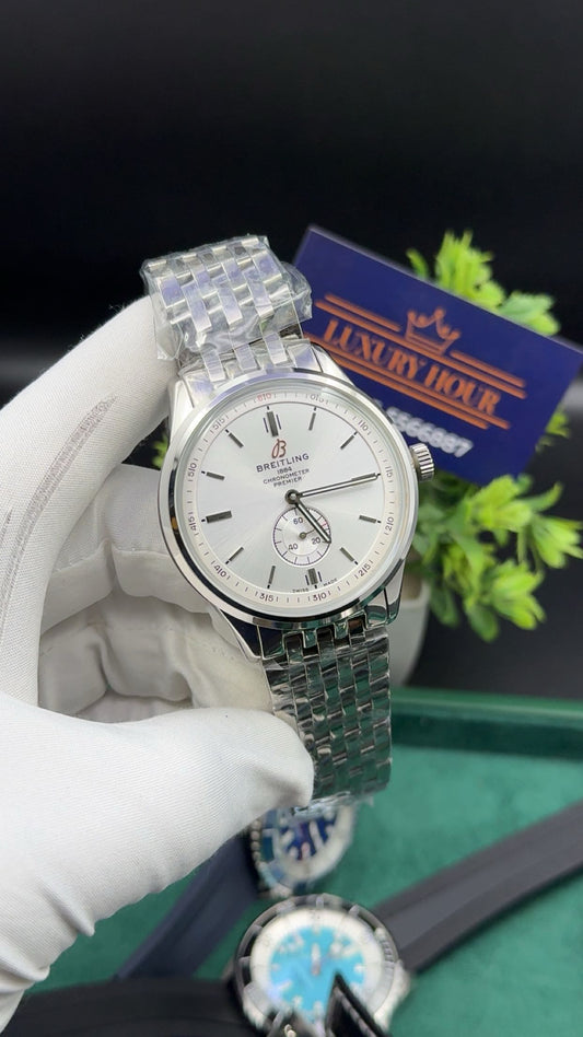 Silver with white dial