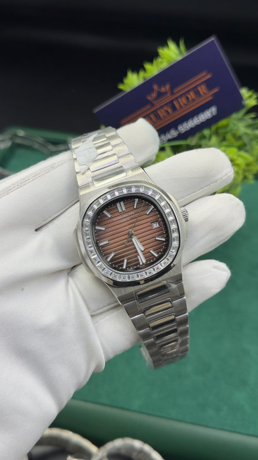 Silver with brown dial zarcon bezel