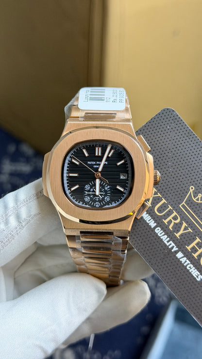 Rose Gold with Black Dial.