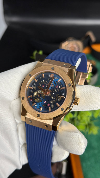 Rose Gold with Blue Dial
