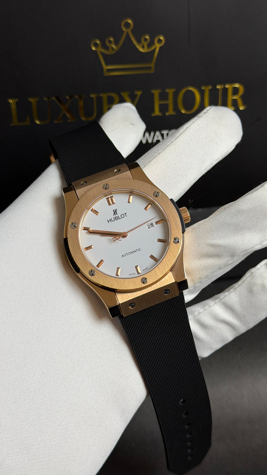 Rose Gold with White Dial.