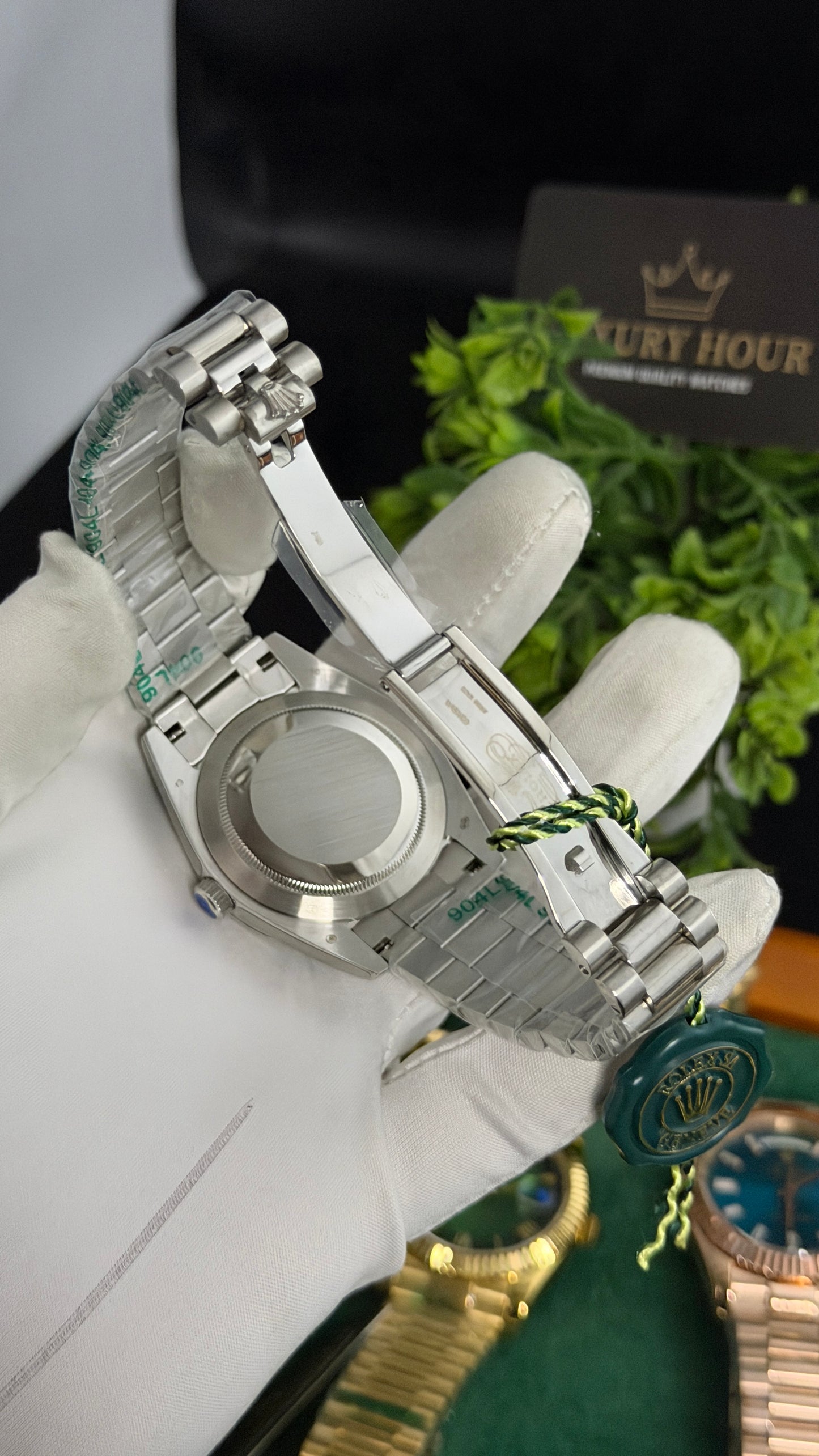 Silver with Green Dial