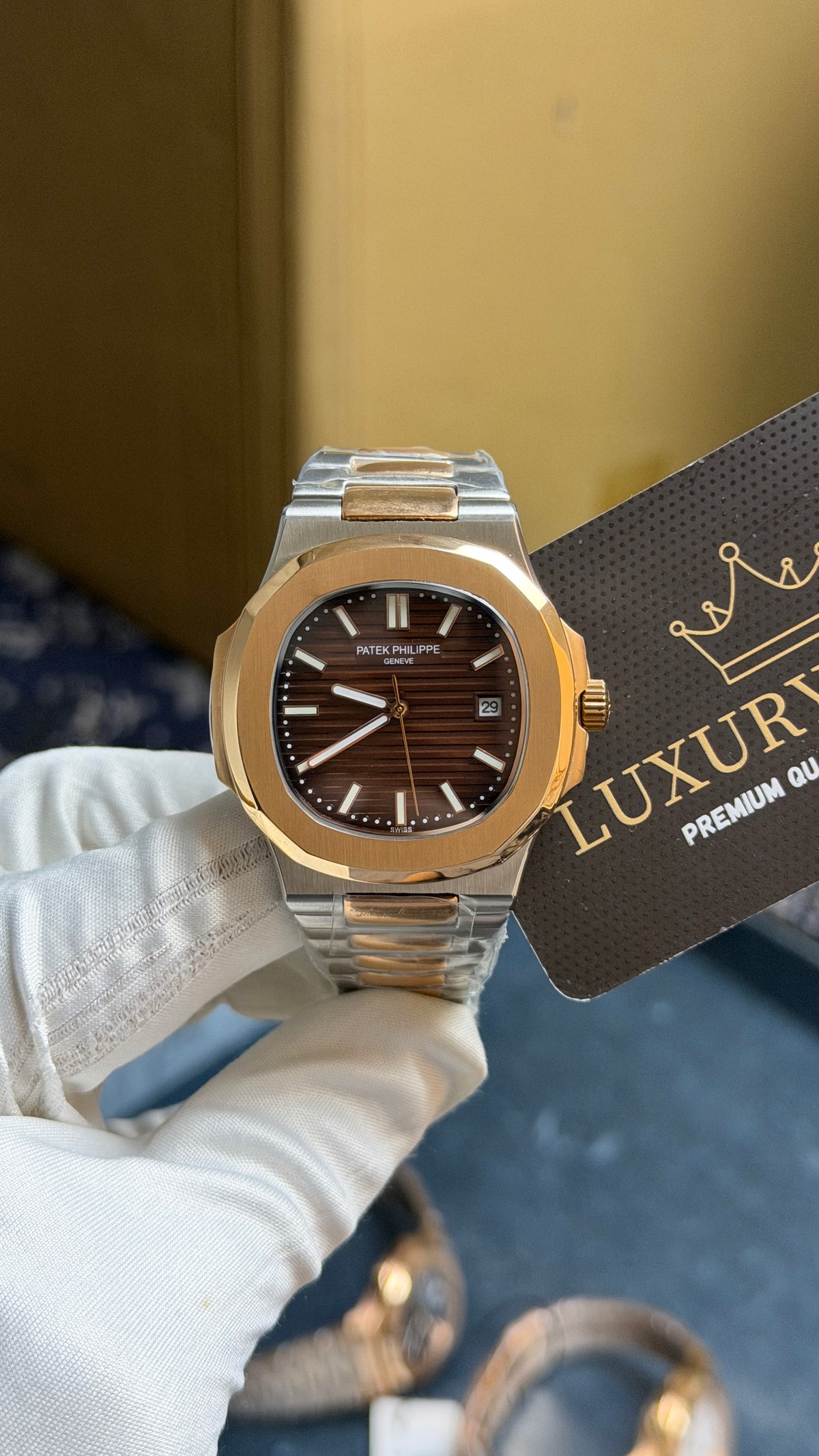 Rose Gold Two Tone with Chocolate Dial.