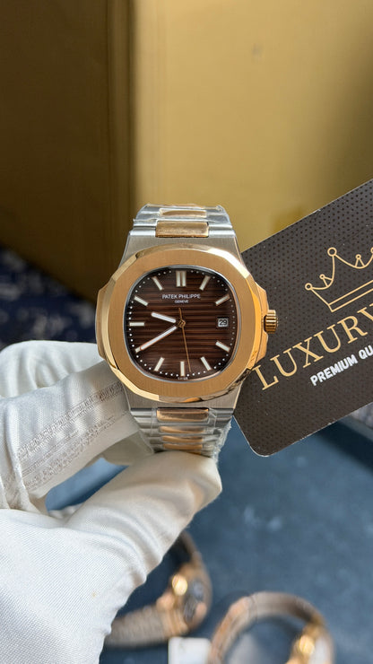 Rose Gold Two Tone with Chocolate Dial.