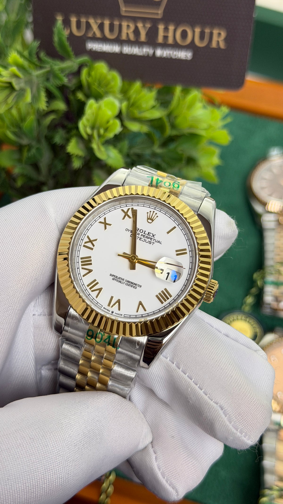 Yellow Gold Two Tone with White Dial.