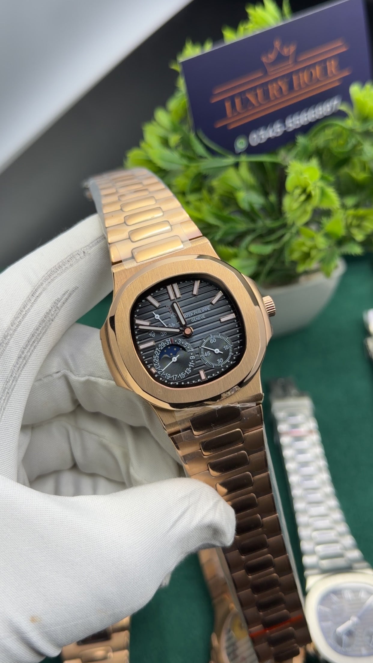 Rose Gold with black dial