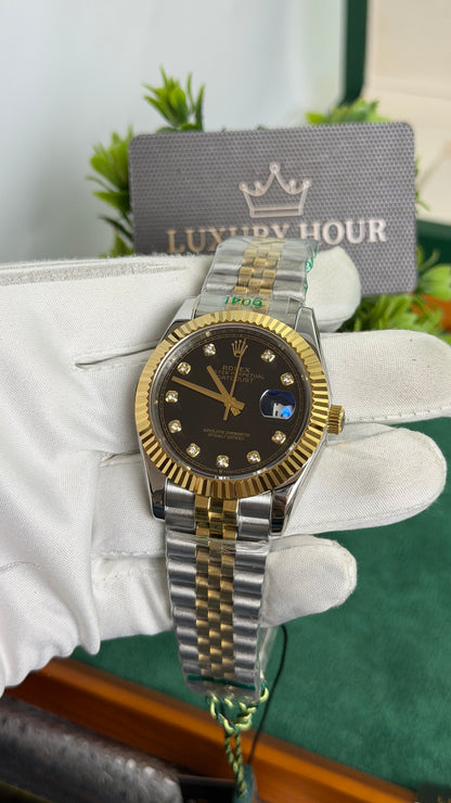 Yellow Gold Two Tone with Black Dial🔥